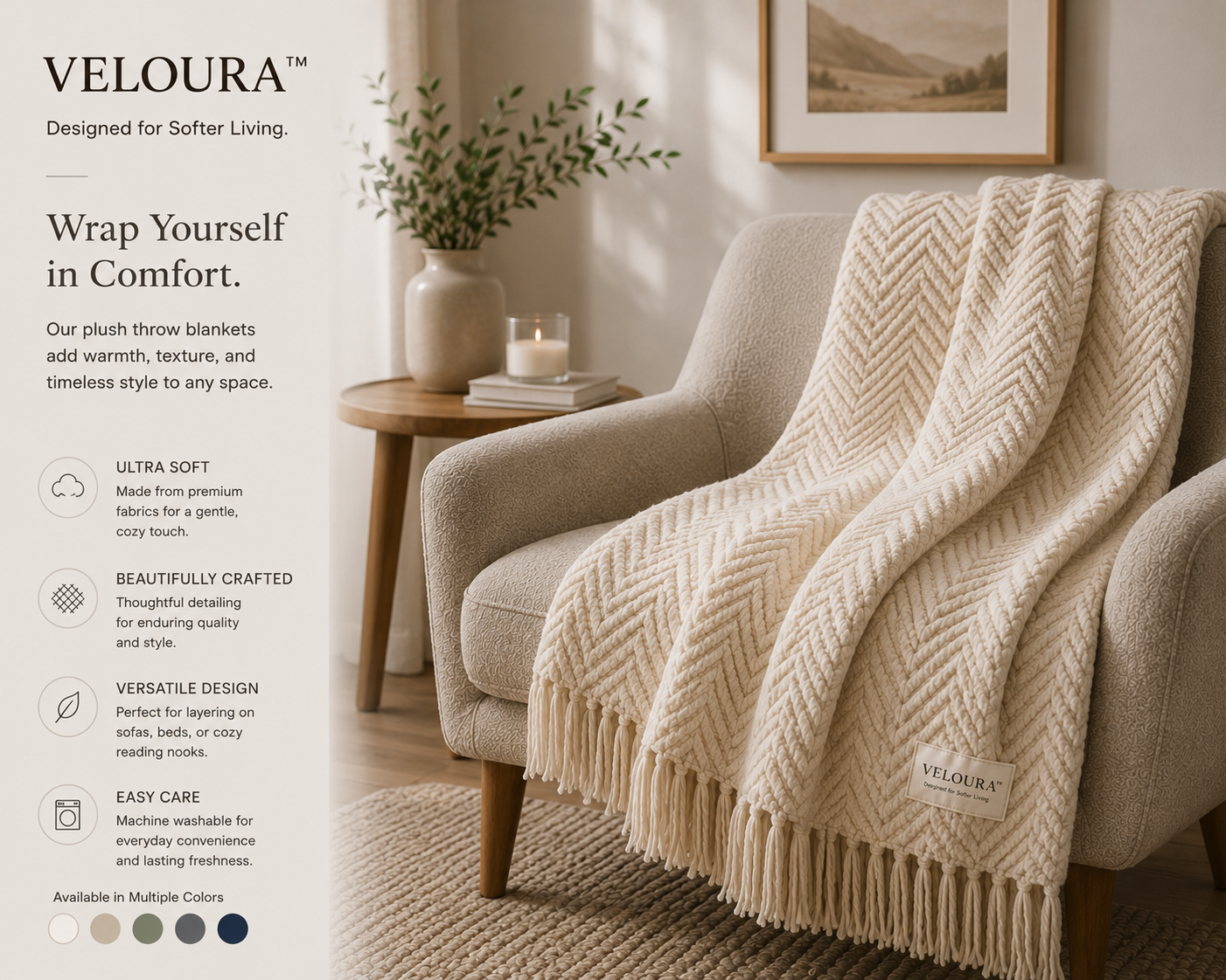 VELOURA™ HearthLoom Chevron Throw Blanket