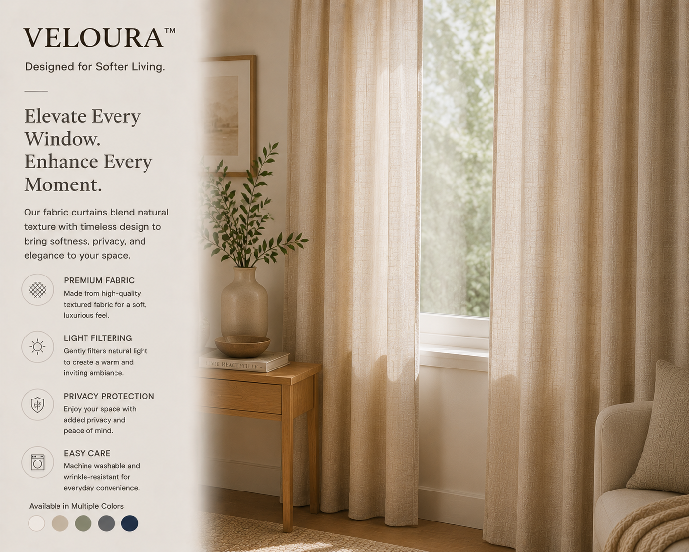 VELOURA™ LumiDrape Textured Curtain Collection
